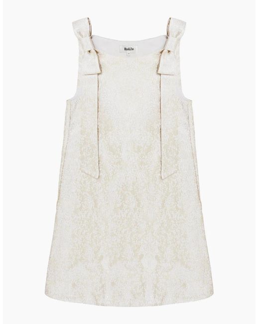 Ro&zo White Heidi Jacquard Bow Detail Mini Dress