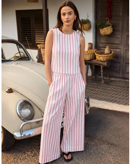 Ro&zo Pink Petite Stripe Cotton Blend Trousers