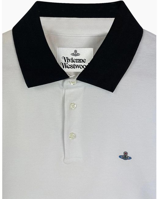 Vivienne Westwood White Contrasting Collar Polo Shirt for men