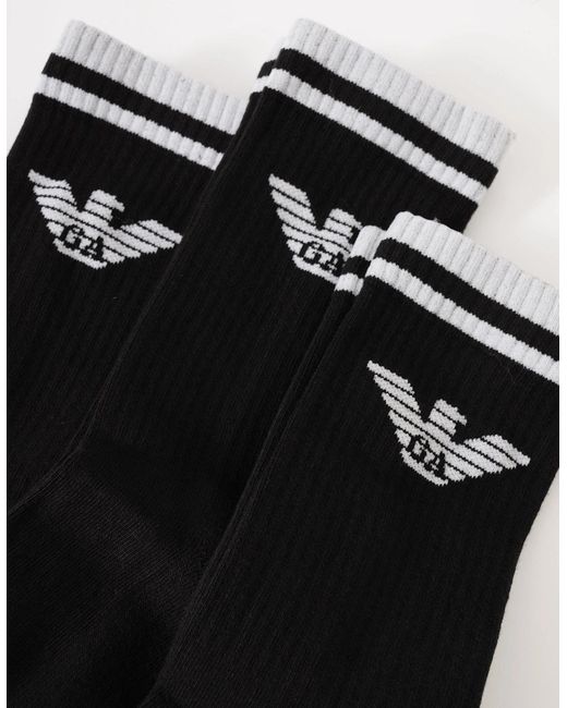Emporio Armani Black 3-Pack Socks Em000554-Af18145/ Mc061 for men