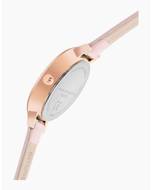 French Connection Pink Connection Rose Case Round Shape Strap Quartz Watch