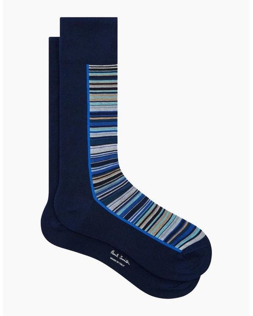 Paul Smith Blue Half Signature Socks 47 for men