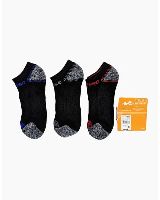 Ellesse Blue Low Cut Socks 3 Pack Regular Soft Cotton Gym Sports Trainer Socks for men