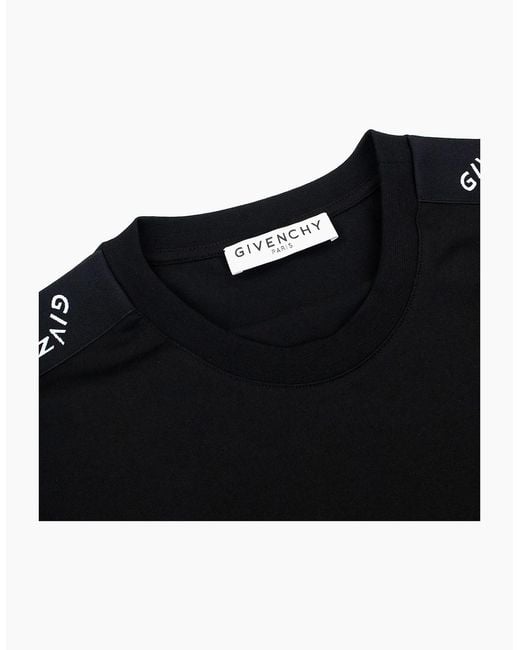 Givenchy Black Refracted Logo-Tape Cotton T-Shirt for men