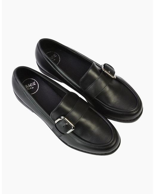 XY London Black Ladies Kali Chunky Buckle Detail Loafers