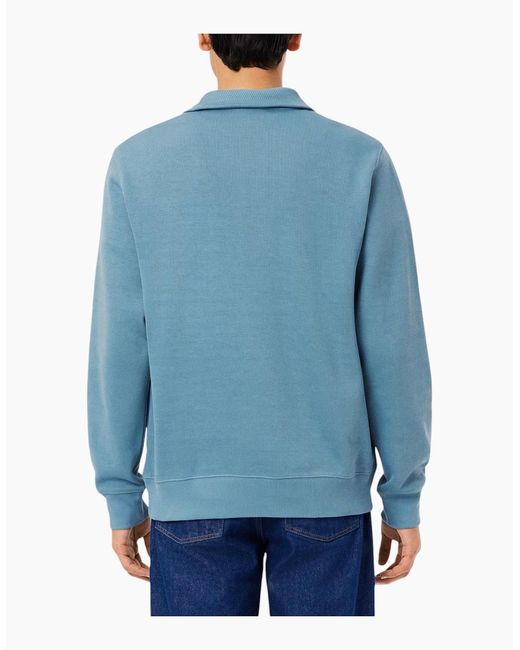 Lacoste Blue Sweatshirt High Neck Interlock Sweatshirt Cotton Sportswear Jumper for men