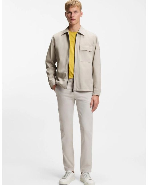 Boss Gray Solid Patterned Shirt Collar Press Stud Cuff Shirt Jacket for men