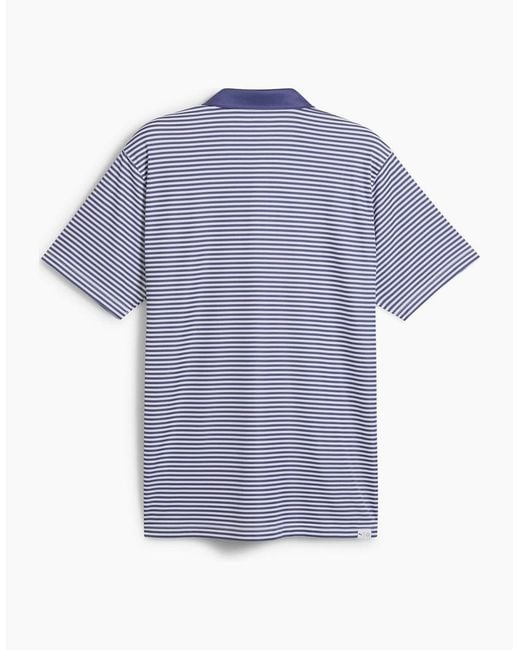 PUMA Blue Pure 2.0 Striped Short Sleeve Performance Polo Shirt for men