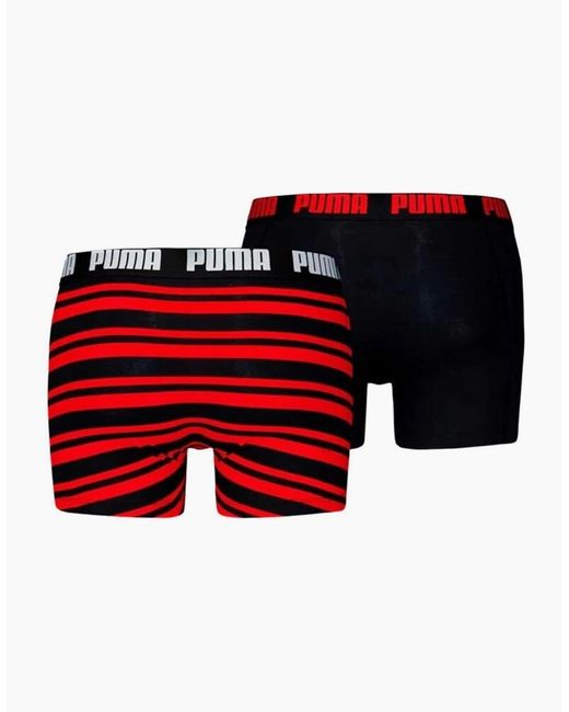 PUMA Red 2-Pack Heritage Stripe Boxer Briefs for men