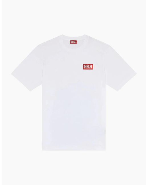 DIESEL White T-Just-Nlabel T Shirts 100% Cotton Short Sleeve Plain Crew Neck Tops for men