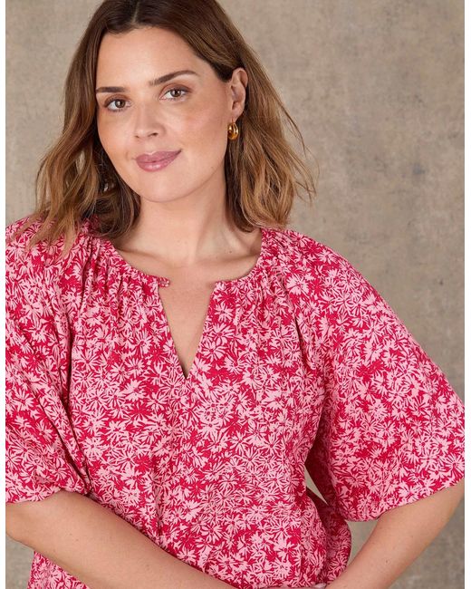 Live Unlimited London Pink Floral Print Puff Sleeve Blouse