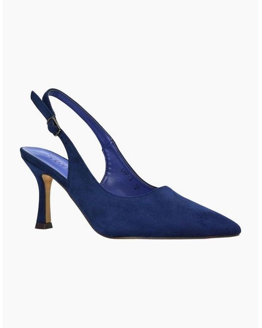 XY London Blue Ladies Valerie Sling Back High Stiletto Heel Court Shoes