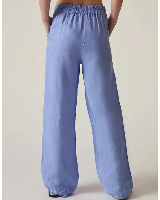 James Lakeland Blue Relaxed Linen Trousers