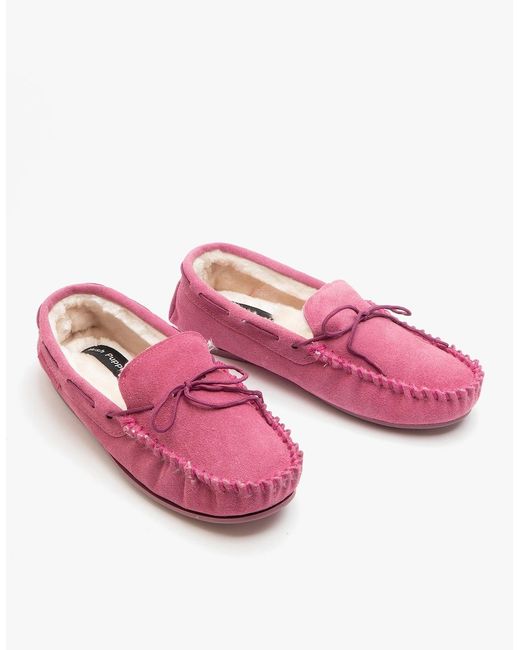 Hush Puppies Pink Allie Suede Moccasin Slippers Rose