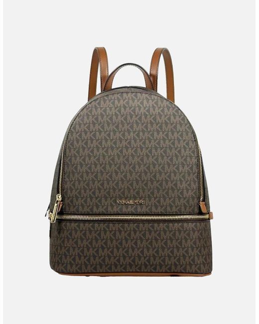 Michael Kors Gray Medium Zip Pocket Backpack With Leather Trim
