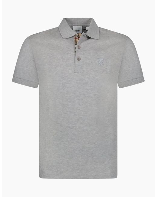 Burberry Gray 'Eddie' Tb Check Placket Polo-Shirt for men