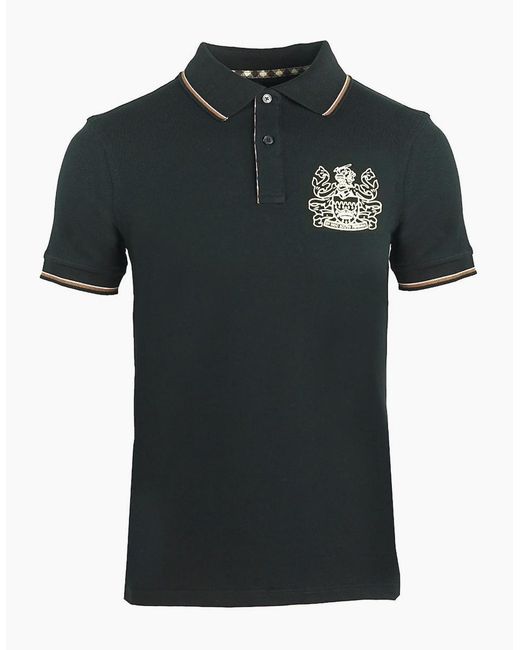 Aquascutum Black Aldis Crest Polo Shirt for men