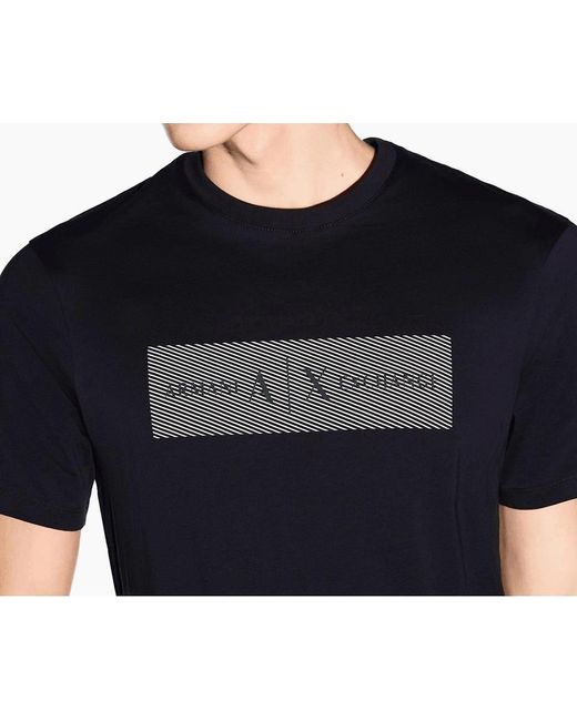 ARMANI EXCHANGE Blue Slim Fit Graphic Logo T-Shirt for men