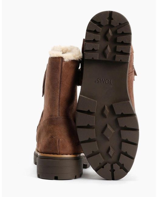 TOMS Brown Ionie Moto Waxy Suede Dark Boots