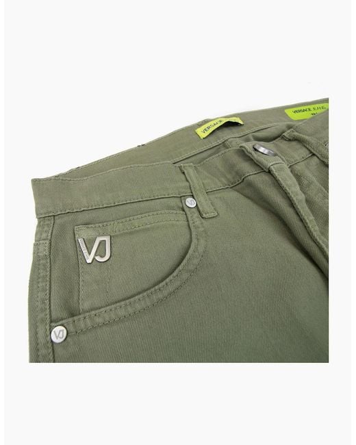Versace Green Jeans Vj 5 Pocket Stretch Slim Fit Jean Khaki for men