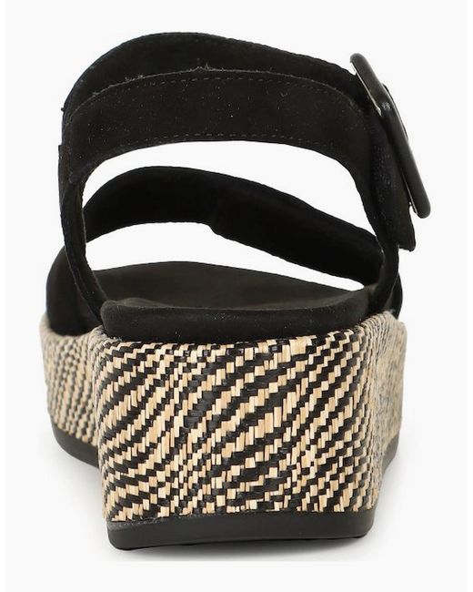 Remonte Black Tapestry Wedge Sandals