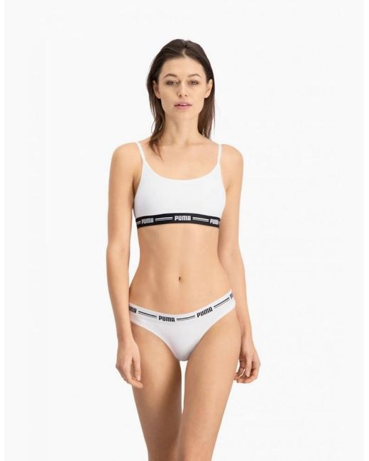 PUMA White 2-Pack Striped Logo Mid-Rise Strings