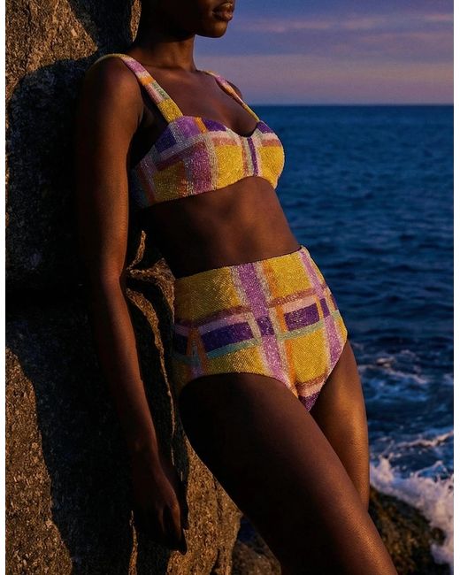 Oceanus Brown Candy Stripe Bikini Bottom