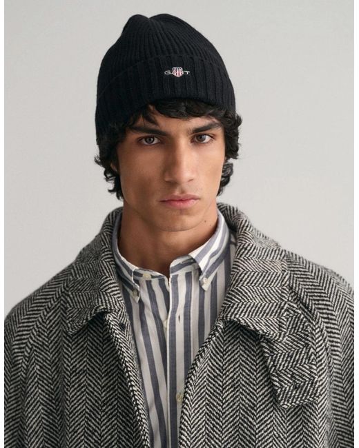 Gant Black Shield Wool Beanie for men