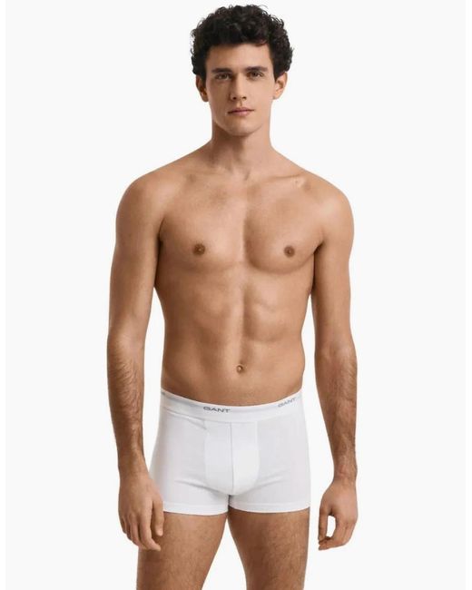 Gant White 3-Pack Core Logo Boxer Trunks for men