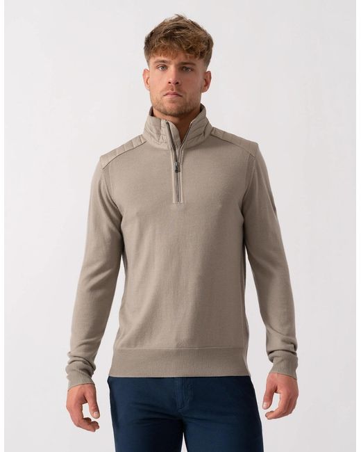 Belstaff Gray Kilmington Merino Wool Quarter Zip Jumper for men