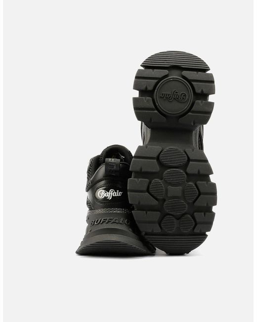 Buffalo Black Saturn Lace Trainers
