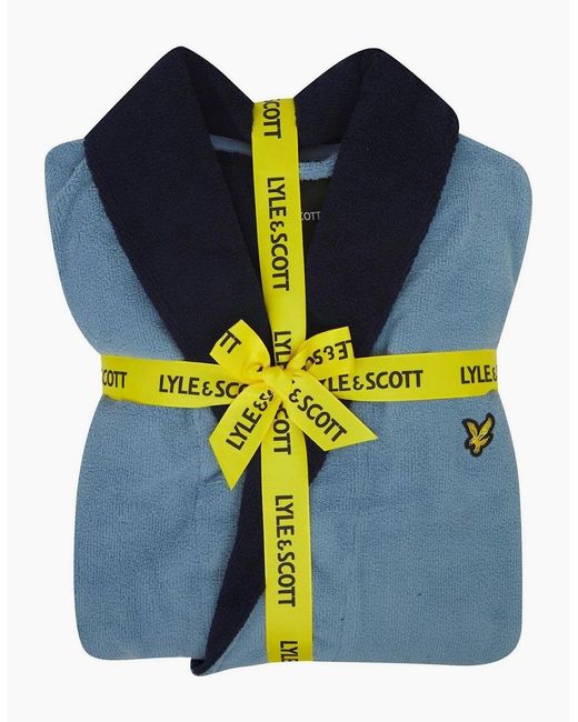 Lyle & Scott Blue Shawl Neck Long Sleeve Robe for men
