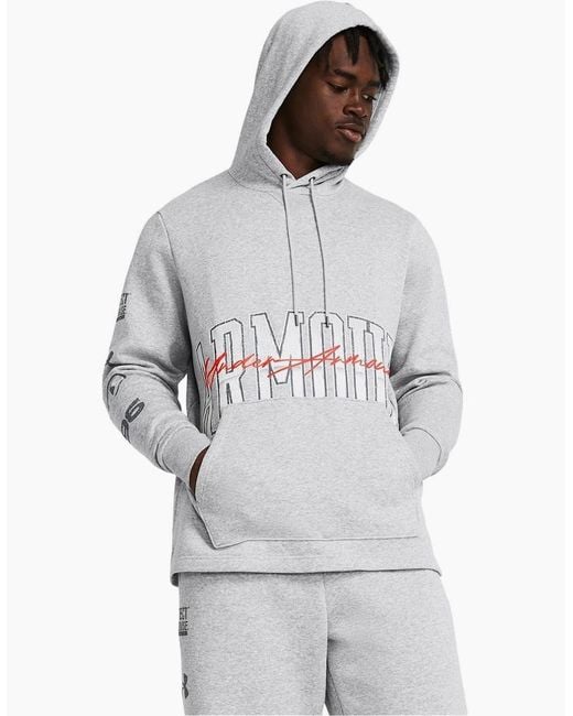 Under Armour Gray Ess Fleece Nov Hoody for men