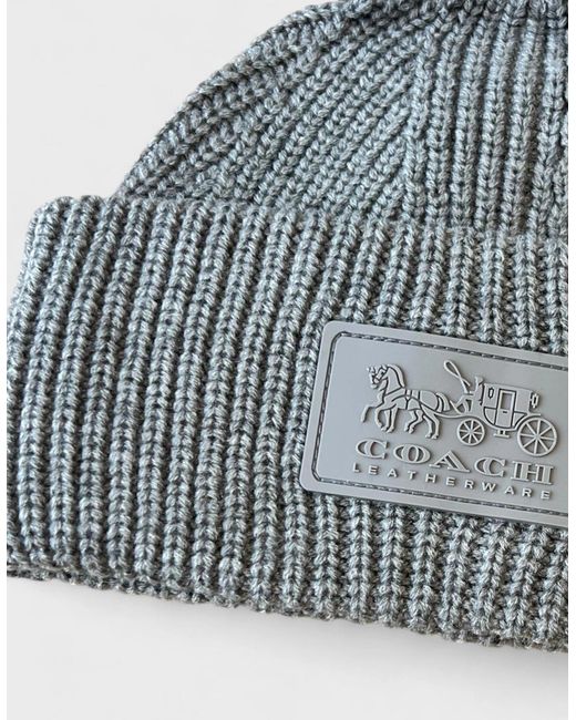 COACH Blue Patch Beanie Dove for men
