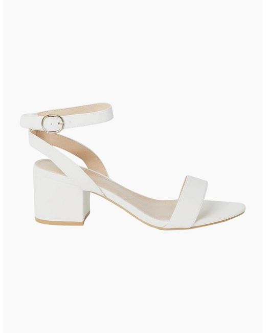 Dorothy Perkins White Ladies Tommi Barely There Wide Medium Block Heel Sandals