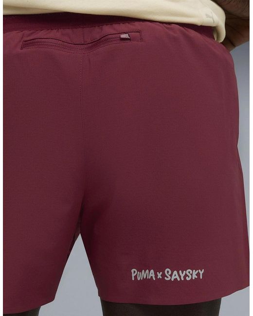 PUMA Red X Saysky Run Short Performance Running Shorts for men