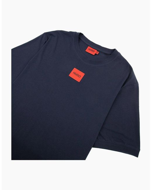 Boss Blue Hugo Diragolino212 Logo T Shirt Dark 405 for men