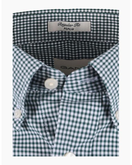 Gant Blue Classic Poplin Gingham Shirt Dark Emerald for men