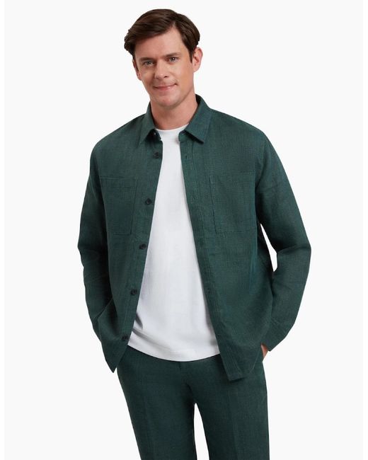 Ted Baker Green Shaww Delave Linen Dark Overshirt for men