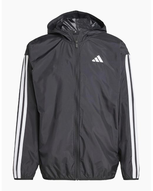 Adidas Black Essentials 3 Stripes Windbreaker for men