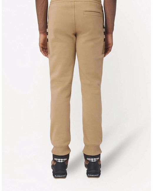 Burberry Natural Check Panel Jogging Pants Camel for men