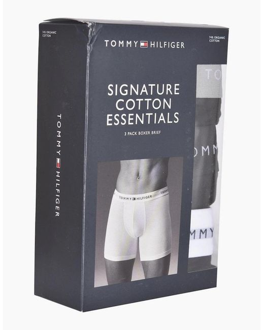 Tommy Hilfiger Black 3-Pack Signature Cotton Boxer Trunks, With for men