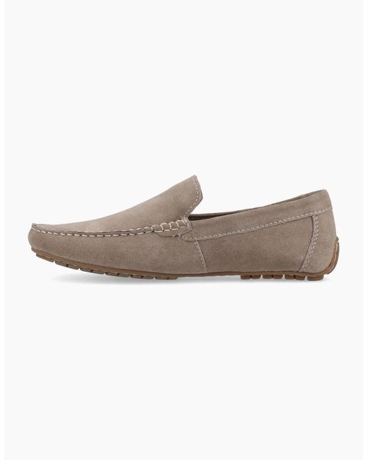 Hush Puppies Gray Ralph Suede Leather Taupe Loafers for men