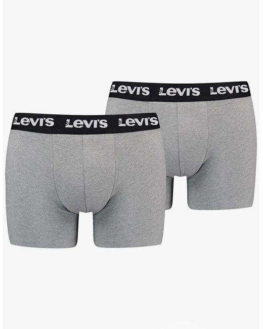 Levi's Gray Levi's Repeat Logo 2 Pack Trunks Middle Melange for men