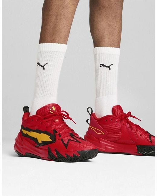 PUMA Red Scoot Zeros Retro Basketball Trainers for men