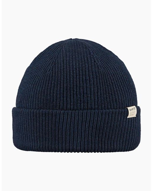 Barts Blue Stonel Stretchy Cuffed Beanie Hat for men