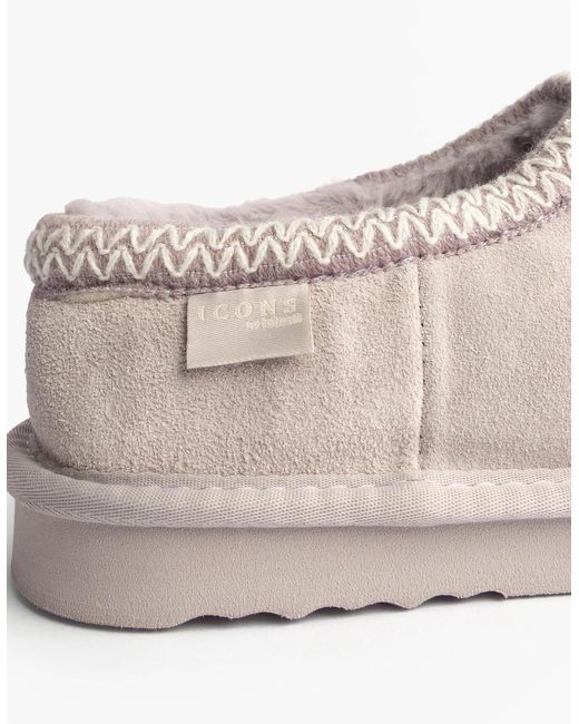 Totes Natural Toasties Icons Suede Shoot Slippers Lilac