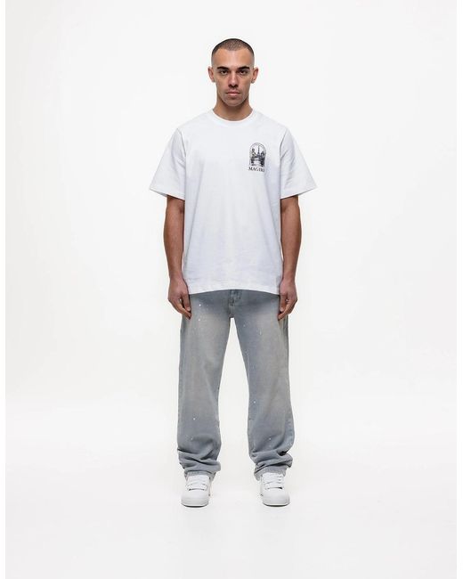 Magrit Gray Core Painted Straight Jeans for men