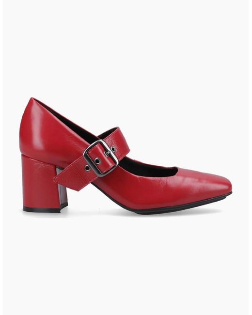 Hush Puppies Red Celcilia Buckle Court Shoes