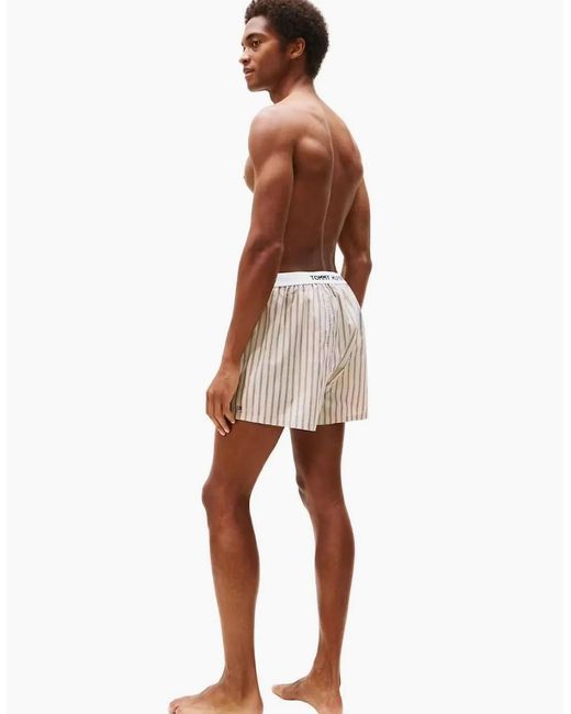 Tommy Hilfiger White Th Heritage Stripe Woven Boxer Shorts, Stone for men